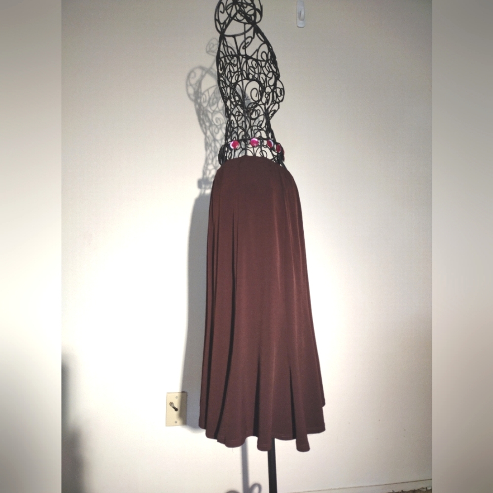 Bay Studio A-line Flare Elastic Waistband Chocolate Brown Skirt Size PM - Picture 9 of 10